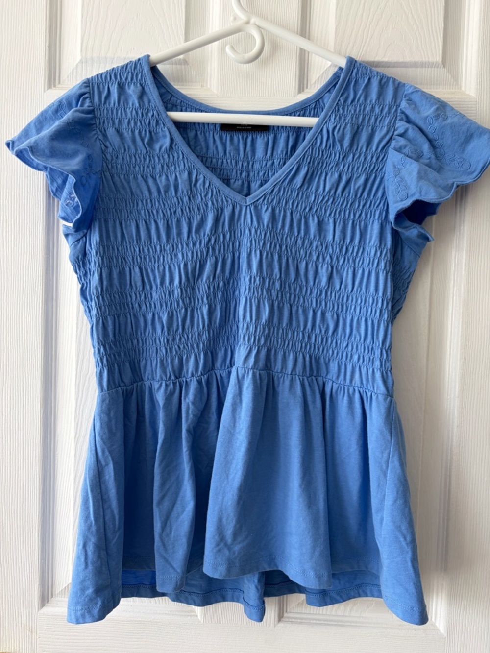 Set of 2 - Lane Bryant Smocked Peplum Blouse- blue and purple floral